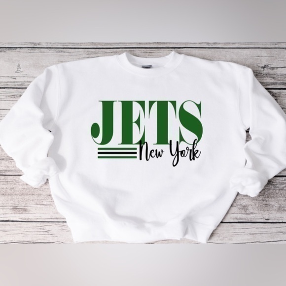 Gildan Tops - Jets striped crewneck - white